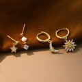 wholesale S925 Sterling Silver Earrings With Star, Moon, Opal, And Ear Hoop Design For Women-0-6