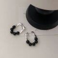 wholesale S925 Sterling Silver Natural Black Agate Stone Earrings, New Release Popular High-End Spring Ear Accessories with an Elegant Look-0-3