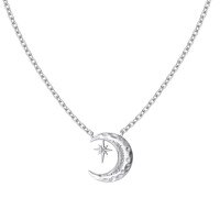 wholesale S925 Sterling Silver Popular Cross-Border Women's Necklace, Advanced and Exquisite Star and Moon Pendant Design, Versatile Crescent Collarbone Chain-Silver DY190914-SS-WH 925 silver