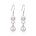wholesale S925 Silver Creative Design Korean Style Pearl Ear Hook Earrings, Elegant Women's Dangle Earrings for Wholesale-0-4
