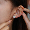 S925 Silver Moissanite Square Earrings with LuxeUnisex Setting-0-2