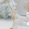 wholesale Gold-plated sterling silver Japanese spring new collection sweet style bow ribbon moissanite pendant versatile elegant women's jewelry-0-0