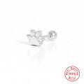 wholesale S925 Sterling Silver Single Dog Paw Print Stud Earring with Diamond Accents, a Creative and Fashionable European and American Style Design-0-4