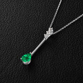 S925 Silver Y-Shaped Teardrop Emerald Imitation Pendant Necklace-0-1