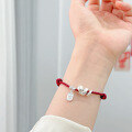 wholesale Fine Silver New Year's Auspicious Zodiac Snake Bracelet, Handwoven Red String Anklet for Women in Their Birth Year-0-2