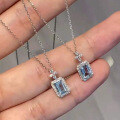925 Silver 2021 New Aquamarine Natural Topaz Pendant Necklace Women's Light Luxury Design-0-4