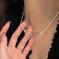wholesale S925 Sterling Silver Shimmering Wave Tassel Necklace for Women, Summer New Arrival, Elegant Light Luxury Internet-Famous Hit-0-3
