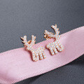 wholesale S925 Sterling Silver Zircon Deer Earrings, Minimalist Women's Stud Earrings Wholesale from Source Factory-0-2