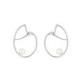 wholesale S925 Sterling Silver Geometric Irregular Heart Shape Inlaid with Pearl Small and Minimalist French Ins Style Earrings for Women-0-4