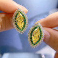 wholesale S925 Sterling Silver Micro-Paved 6*13 Yellow Marquise Diamond Luxury Full Diamond Classic Earrings-0-3