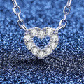 Metal Pendant Necklace with Small Hollow Heart Design-0-0
