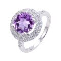 wholesale S925 Sterling Silver Double Circle Natural Topaz Ring Does Not Fade Inlaid with Garnet and Sapphire Classic-0-1