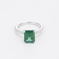 wholesale S925 Sterling Silver Cross-Border Europe and America Best-Selling 4-Carat Lab-Grown Emerald Classic Princess-Cut Engagement Ring-0-4