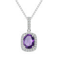 wholesale S925 Silver European and American Minimalist Fashion Natural Amethyst Pendant Necklace-0-4