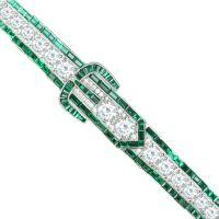 wholesale 925 Silver Gold-Plated Bracelet with High Carbon Diamond Muzo Green Round Cut Art Deco Antique Ladies Bracelet-17.5cm>925 silver
