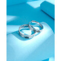 wholesale 925 Sterling Silver Double Happiness Couple Rings, Adjustable Vintage "" Character Index Finger Rings for Him and Her-0-3