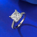 wholesale S925 Silver New 8*8 Princess Cut Ring, Korean Style Trendy Versatile Classic Four-Prong Diamond Ring-0-2