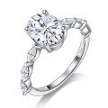 wholesale S925 sterling silver plated with 18K gold 2-carat oval marquise moissanite ring moissanite jewelry-0-4