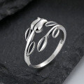 wholesale S925 Sterling Silver Oriental Pastoral Style Branch Creative Rose Design Ring Vintage Unique Romantic Band-0-1