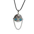 wholesale Metal material, high-end natural mineral turquoise owl pendant women's ins lightweight luxury versatile-0-4
