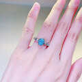 wholesale S925 Sterling Silver New 6*8mm Imported Ice-Cut Oval Aquamarine Ring for Women, Simple and Elegant-0-3