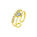 Sterling Silver Moissanite Heart Double-Layer Open Ring for Women-0-5