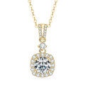 S925 Silver Geometric Square Pendant Necklace for Women-0-3
