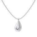wholesale S925 Sterling Silver Korean INS Style Women's Necklace Minimalist Bean Stripe Design Sense Light Luxury Advanced Water Drop Collarbone Chain-0-4