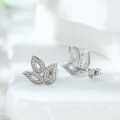 wholesale S925 Sterling Silver New European and American Design Leaf Ring, Necklace, Zircon Stud Earrings HW Three-Piece Jewelry Set-0-2