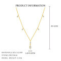 wholesale S925 Sterling Silver Cross-border Waterdrop Zircon Accent Women's Necklace, Fashionable, Luxurious, European & American Exquisite French Minimalist Collarbone Chain, Versatile-0-5
