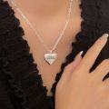 wholesale S925 sterling silver minimalist versatile love heart necklace women Korean spring summer new heart-shaped collarbone chain-0-4