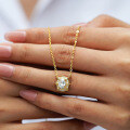 925 Silver Moissanite Necklace Pendant, 1 Carat Oval Cut Choker Chain-0-2