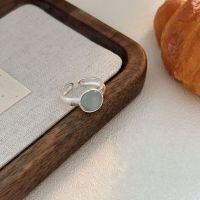 wholesale S925 Sterling Silver Chalcedony Ring for Women, Ethereal Style Minimalist Luxury Adjustable Circular Open Ring with a Sense of Sophistication-Sterling silver