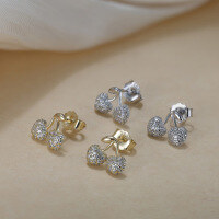 wholesale S925 Sterling Silver, Cloud-pull New Product, Internet-famous Same Style Small and Exquisite Cherry Earrings with Zircon, Cross-border Wholesale-925 sterling silver electroplated platinum 10*8.5mm 1.11g 925 silver