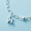 wholesale 990 Sterling Silver Fresh and Sweet Ins-style Balloon Dog Beaded Pearl Chain Bracelet S7894-0-4