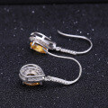 wholesale S925 Silver Light Luxury Natural Yellow Crystal Gemstone Earrings, High-End Sense with Inlaid Natural Gemstone Ear Accessories-0-2