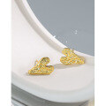 wholesale S925 Sterling Silver Korean Version INS Irregular Concave-Convex Textured Heart Stud Earrings for Women-0-1