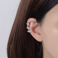 wholesale S925 silver, tide small white high-end three-layer zirconium ear clip for no ear piercings, Korean styleversatilewind ear cartilage clip-0-3