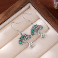 wholesale 925 Sterling Silver Hollow-out Inlaid Earrings INS Tree of Life Earrings for Women, European and American Retro Versatile Earrings-0-2