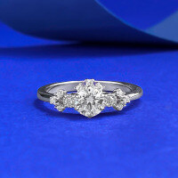 wholesale S925 Sterling Silver New Round Diamond Row Ring for Women, Minimalist and Stylish Polished Stacking Ring-R1382 White Diamond Ring Size 6