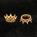 wholesale Gold Plated 925 Sterling Silver Antique Gold Large Hole Crown Spacer Beads for DIY Bracelets, Buddha Beads, and Cultural Play Handstring Separator Accessories-0-1