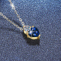 S925 Silver Moissanite Cultured Emerald Ruby Sapphire Classic Heart Necklace-0-6