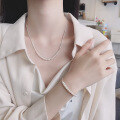 wholesale S925 Sterling Silver Korean Style Pearl Accent Minimalist Ins Aesthetic Bracelet Necklace Set-0-2