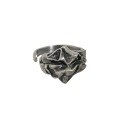 wholesale S925 Sterling Silver Korean Version INS Niche Design Vintage Textured Crinkle Texture Adjustable Ring for Women-0-4