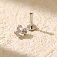 wholesale 925 Sterling Silver Piercing Studs Earrings Twelve Zodiac With Flat Back  For Women-Platinum (Aries) 925 silver (price per piece)