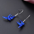 wholesale S925 Silver Korean Minimalist Style Drip Glaze Earrings, Elegant and Fresh Bird-Shaped Drop Earrings for Women-0-2