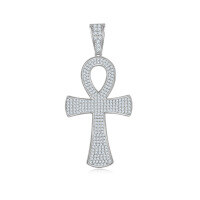 wholesale S925 Sterling Silver Cross Pendant with Moissanite Hip-Hop Diamond Necklace for Men and Women-Silver Cross Moissanite Pendant (Chain Not Included)