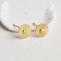 wholesale S925 Sterling Silver Textured Round Stud Earrings Sunflower Simple and Exquisite Retro Roman Style Ear Studs Wholesale-0-1