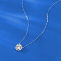 wholesale S925 Sterling Silver Classic 7mm Round Diamond Halo Pendant Necklace, Elegant and Versatile, Cross-Border Live Stream-0-2