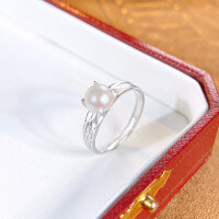 wholesale 925 Sterling Silver Freshwater Pearl Ring Women Ins Minimalist Style Niche High-End Sense Temperament Elegant Light Luxury Band-Textured Freshwater Pearl Ring/Approx. 2.49g&gt;JZ015924